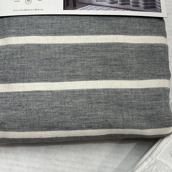Threshold Cotton Striped Gray‎ Fabric Shower Curtain 2 Hand Towel Set - Picture 4 of 8